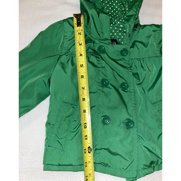 GAP KIDS Spring Jacket GIRLS 3T Cotton Polka Dot Lined Hood Grass Green - Picture 4 of 5